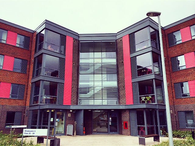 Beautiful campus view of Sherbourne at the University of Warwick with lush greenery and modern architecture